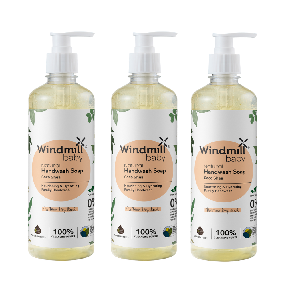 صابون غسيل اليدين الطبيعي للأطفال من ويندميل - بخلاصة جوز الهند والشيا - عبوة من 3 قطع - 450 مل