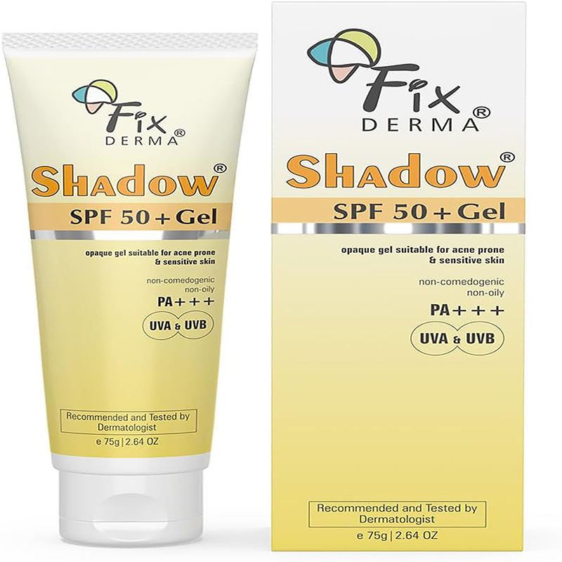 Fixderma - Shadow Sunscreen Spf 50+ Gel - For Oily Skin -  UVA UVB Protection - Non Greasy - 75g