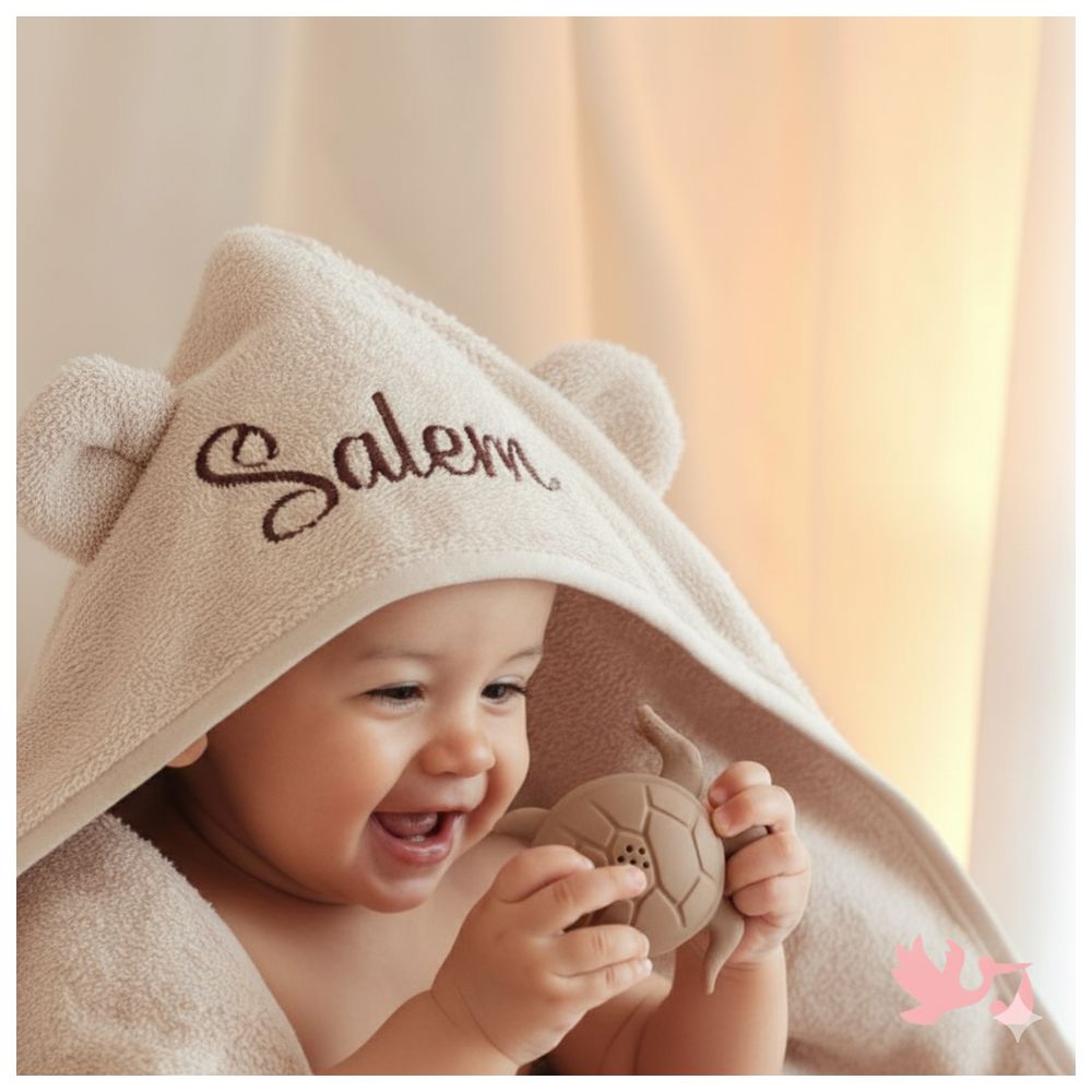 Mommy's Charms - Personalized Baby Towel And Silicone Bath Toy Set - 2Pcs