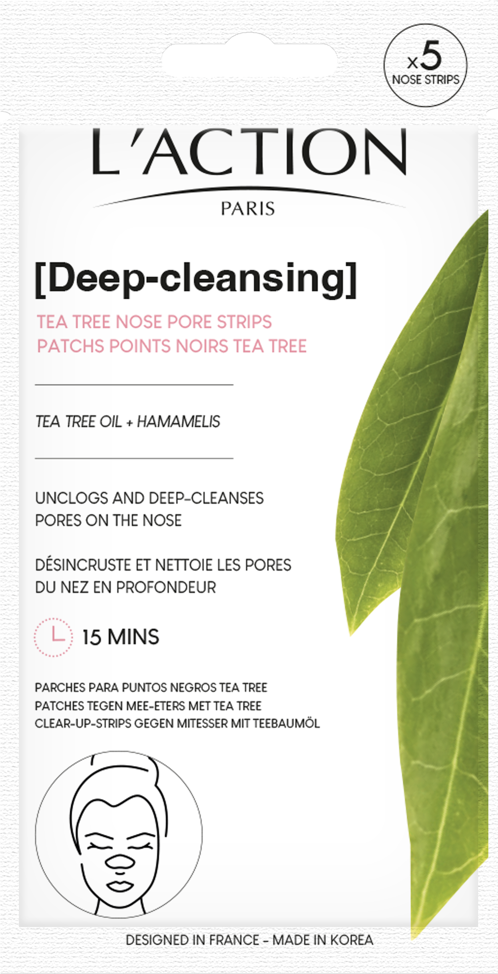 L'Action Tea Tree Nose Pore Strips - 5 Pcs