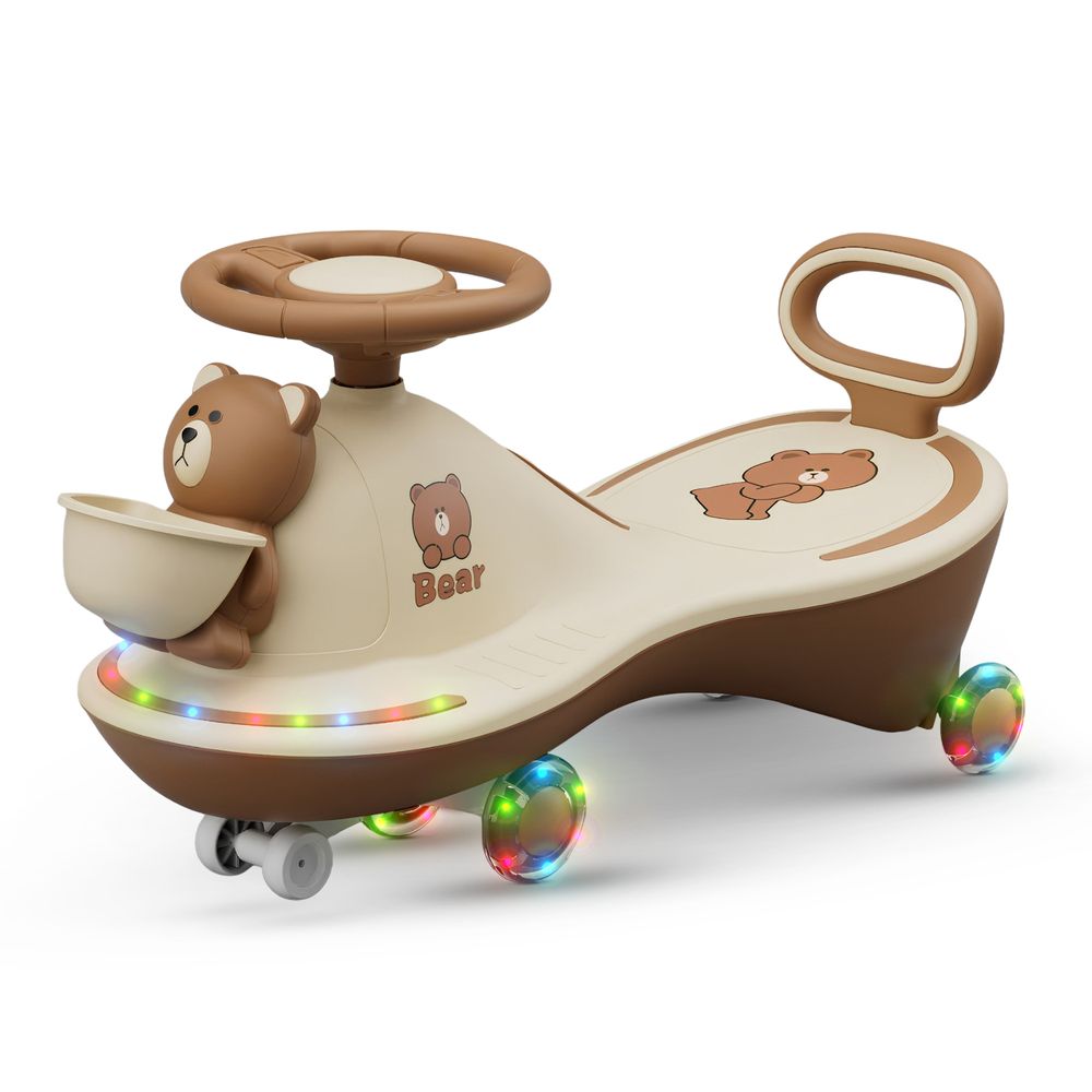 Baybee - Kids' Bear Themed Ride-On Magic Swing Car - Multicolor