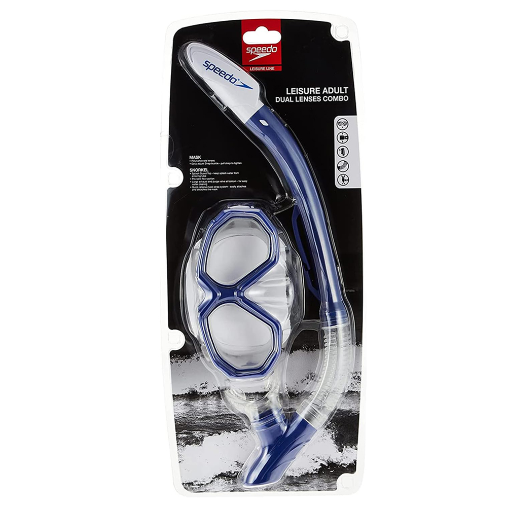 Speedo - Leisure Adult Dual Lenses & Snorkel Kit - Blue/White