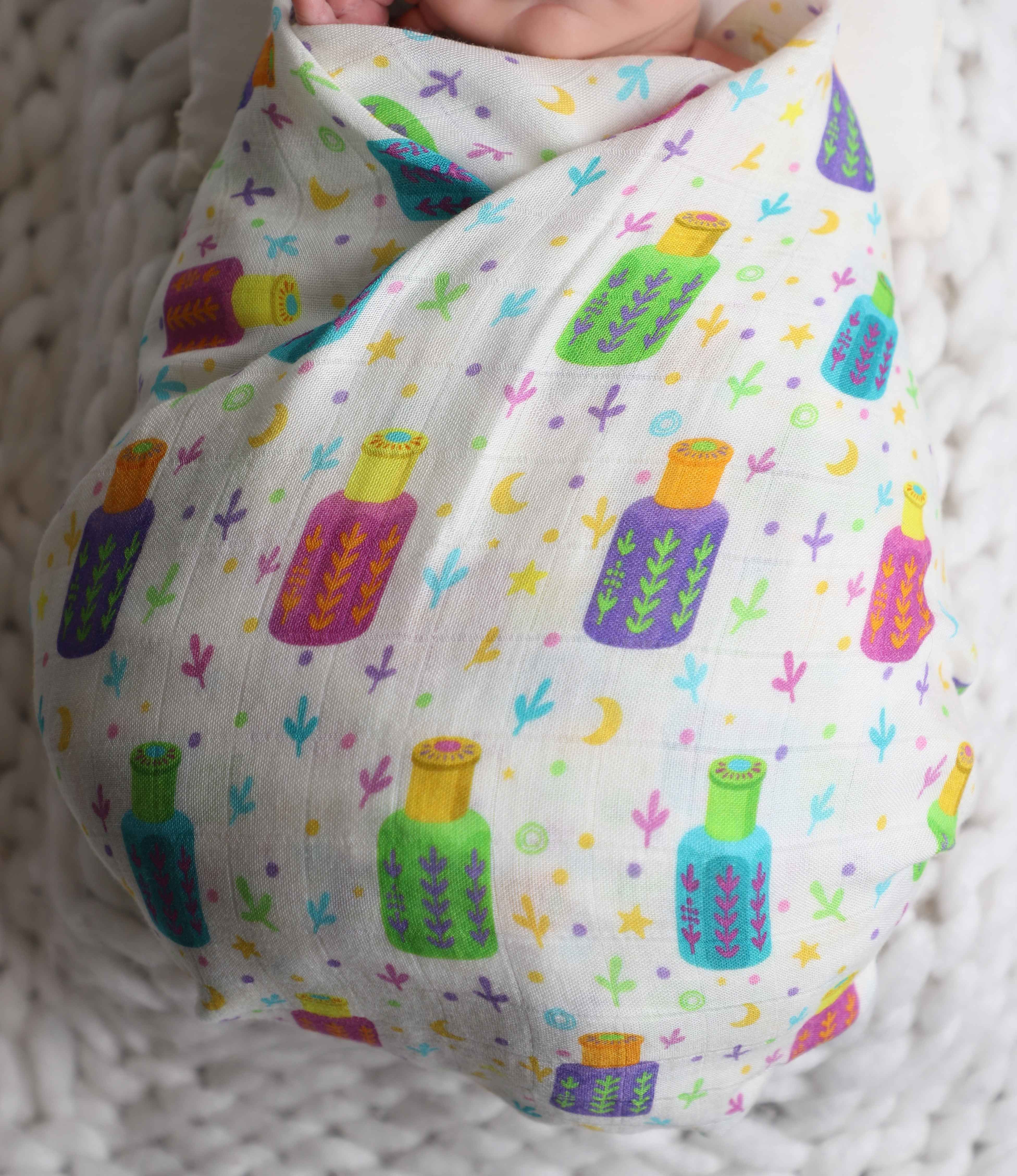 Baladi Dihn Al Oud Printed Baby Swaddle - Multicolor