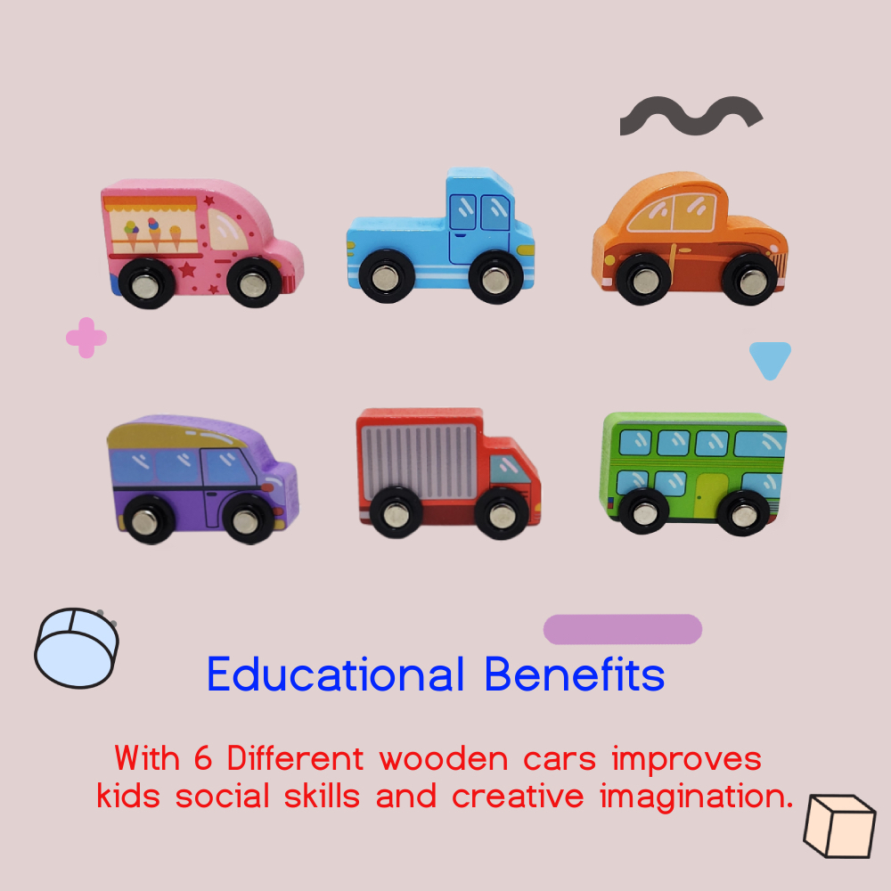 Factory Price - Wooden Mini Car Set - A - 6 Pcs