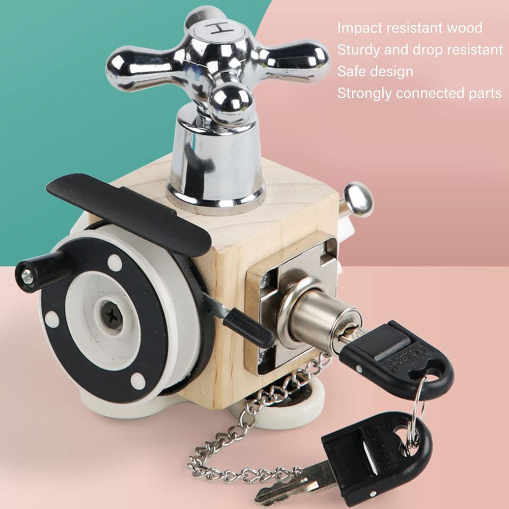 فاكتوري برايس - مكعب نشاط حسي خشبي 7 في 1