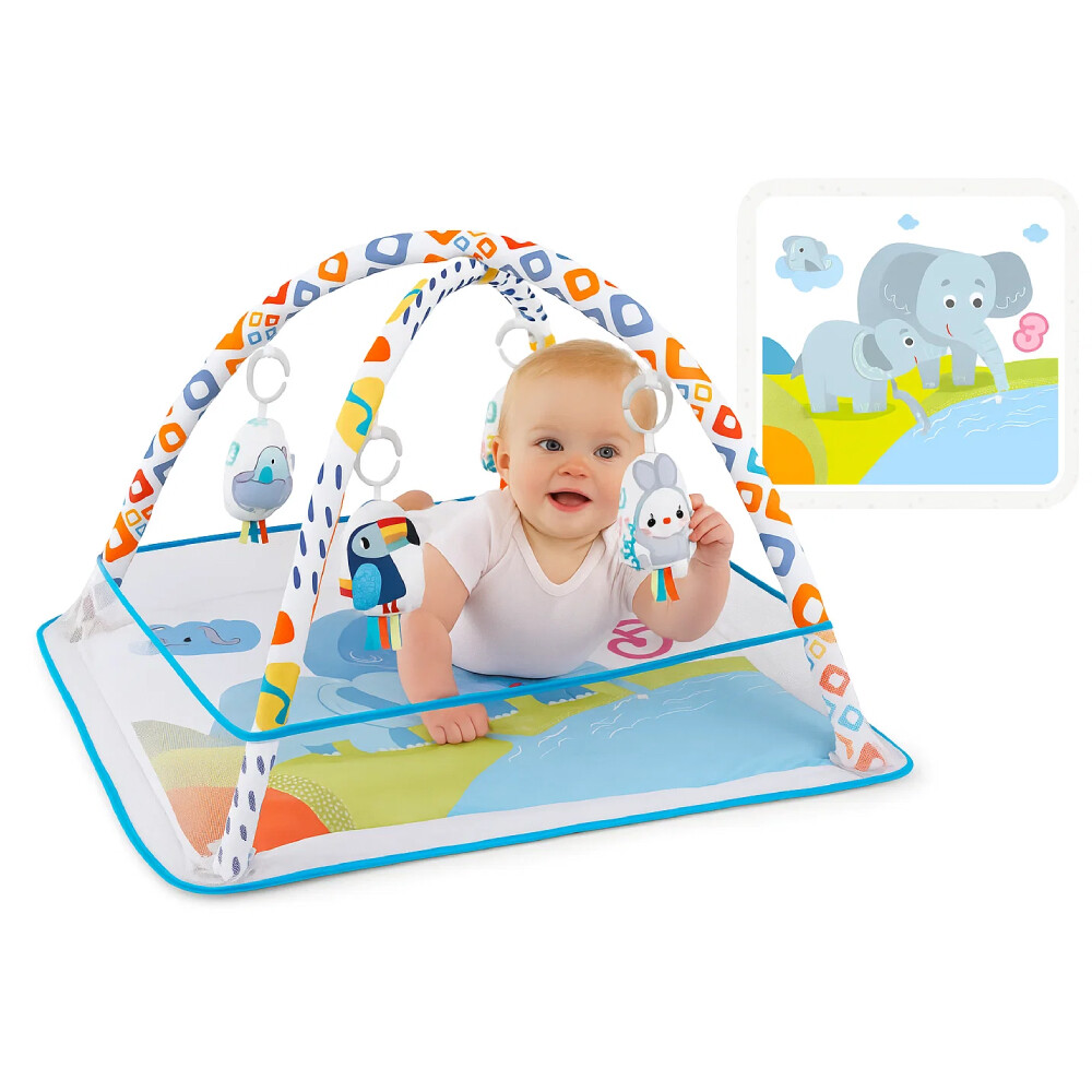 فاكتوري برايس - سجادة لعب تفاعلية للأطفال على شكل وحيد القرن مع شبكة ممتصة للصدمات