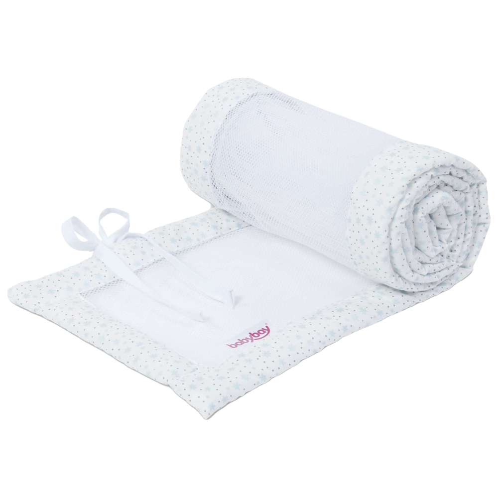 Babybay Mesh-Pique Babynest - White Glitter Stars Diamond Blue