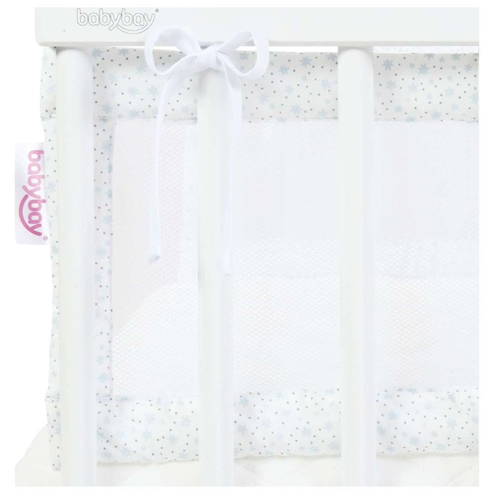 Babybay Mesh-Pique Babynest - White Glitter Stars Diamond Blue
