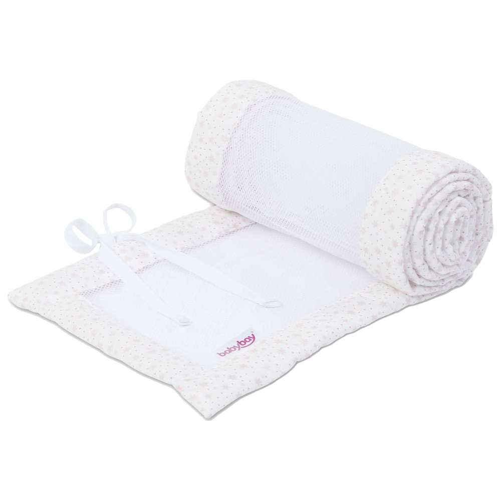 Babybay Mesh-Pique Babynest - White Glitter Stars Rose