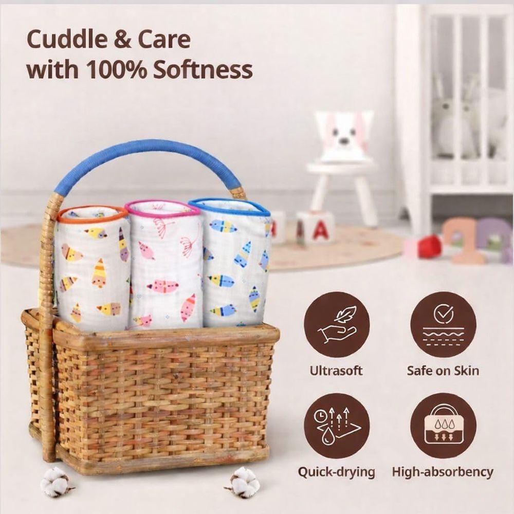 Voidrop Muslin Cloth Baby Swaddle Blankets - Pack Of 5