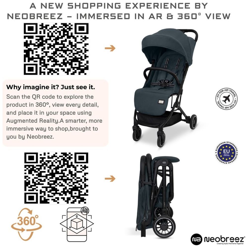Neobreez - Litex Compact Cabin Stroller Travel Stroller - Grey