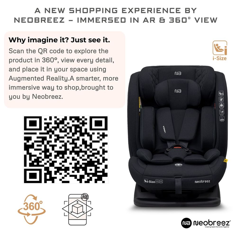 Neobreez - i-Eroca i-Size All-In-1 Convertible Car Seat 0-12Yrs - Black