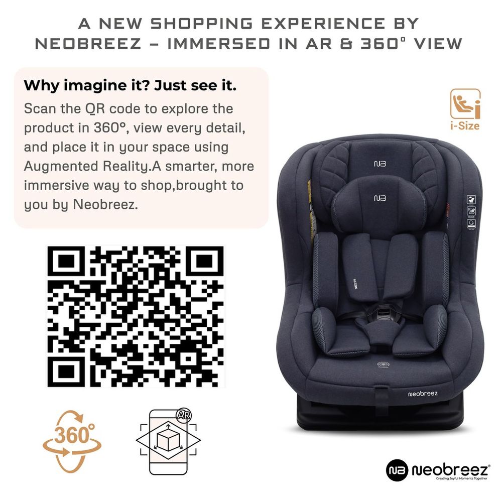 نيوبريز - مقعد سيارة نيستي 2 في 1 قابل للتحويل للأطفال الرضع - رمادي