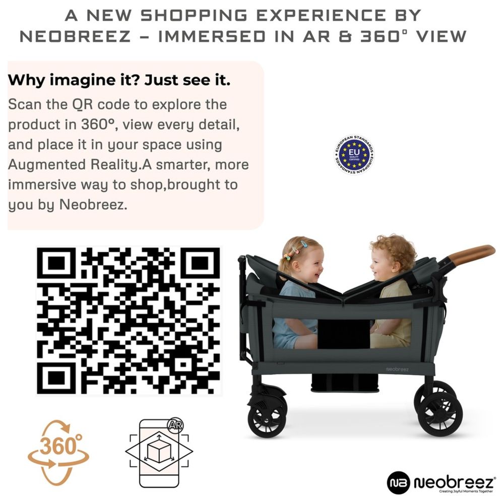 Neobreez - ADVI Wagon Stroller Double Stroller Push&Pull Foldable Twin Stroller - Dark Grey