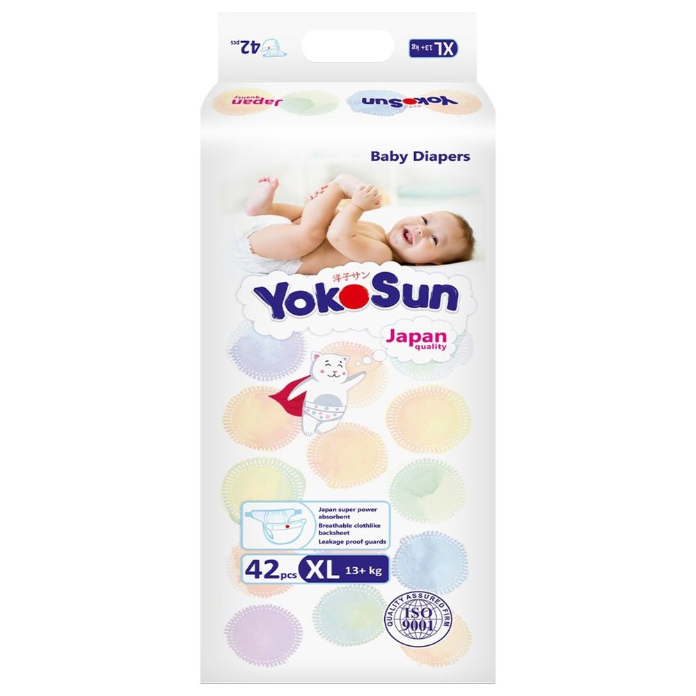 يوكو صن - حفاضات أطفال - المقاس 5 كبير جدًا - فوق 13 كجم - 42 قطعة