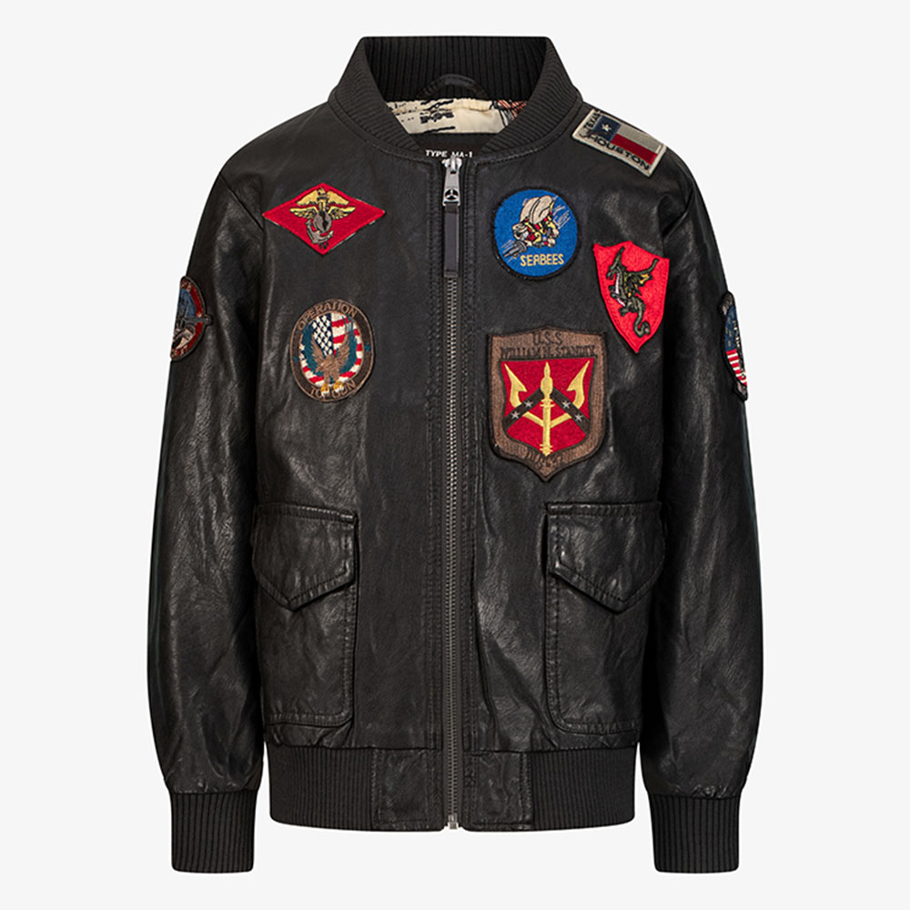 Top Gun - Kids Vegan Leather Bomber Jacket - Brown