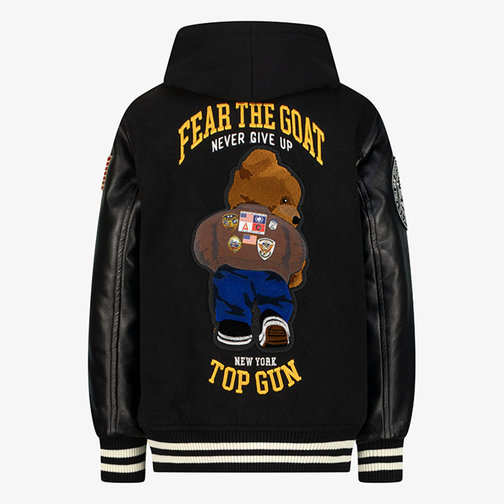 Top Gun - Kids Bear Goat Varsity Jacket - Black