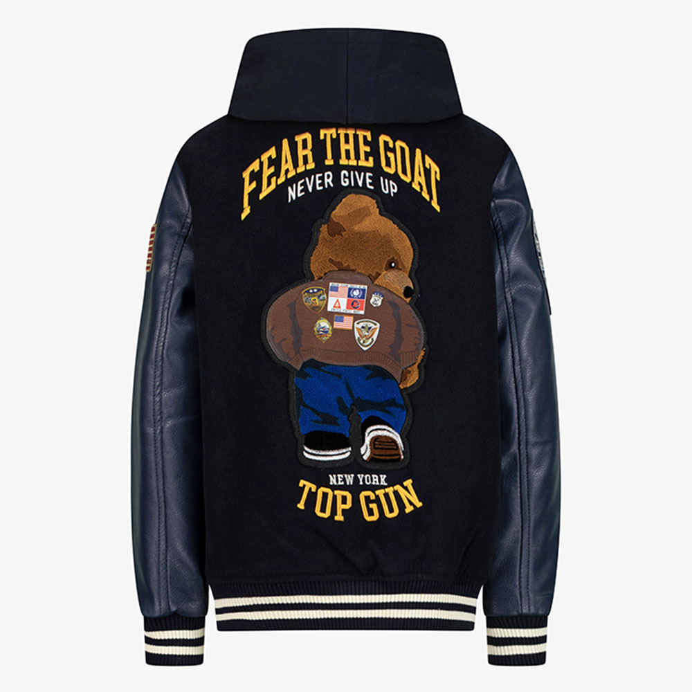 Top Gun - Kids Bear Goat Varsity Jacket - Navy