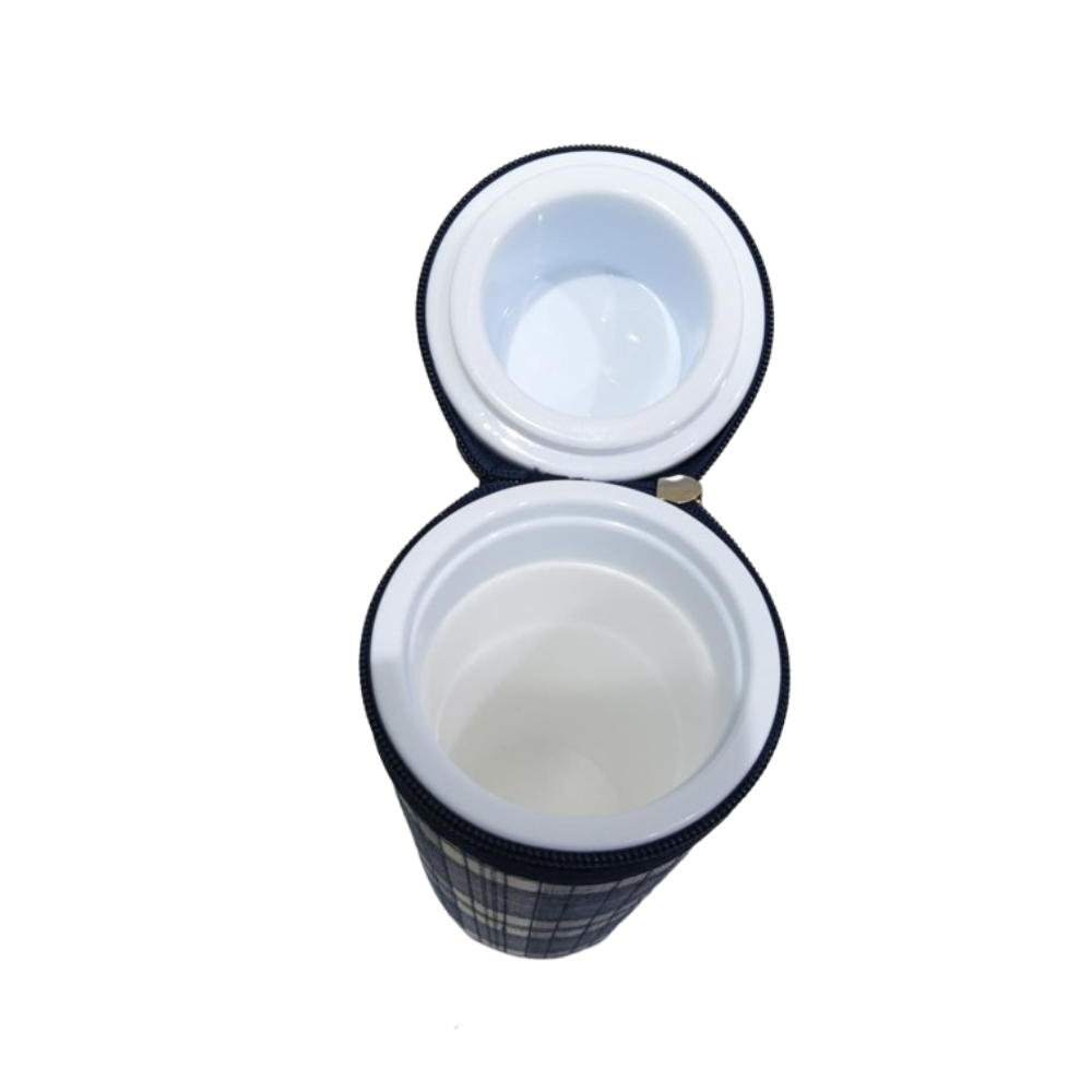 Cuddle & Cloud Checkered Thermal Baby Bottle Warmer - Blue/White