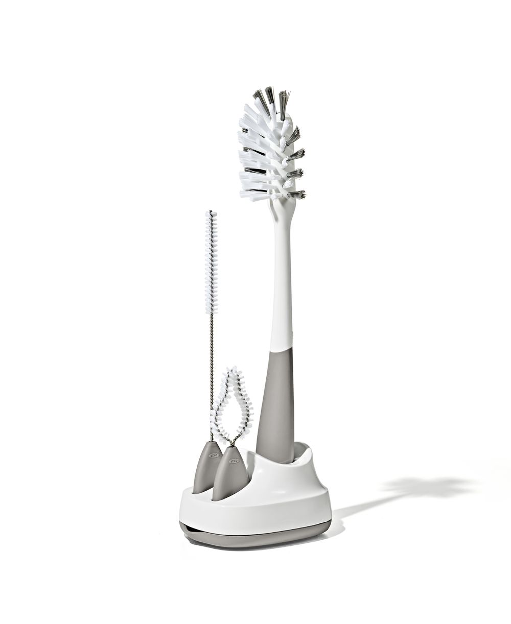 أوكسو-توت - طقم تنظيف رضّاعات المياه وأكواب المصاصات - لون حصوي - 4 قطع