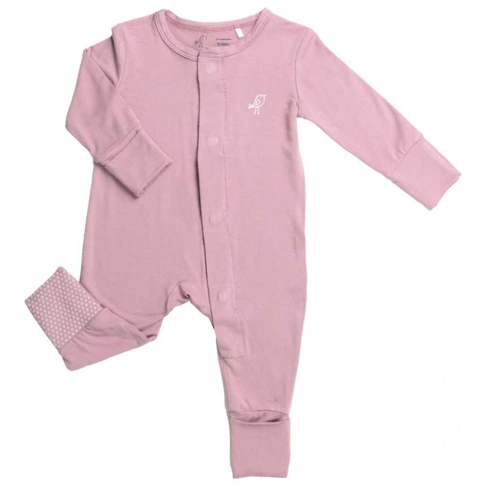 Birdie - Magnetic BabyGrow Bamboo Sleepsuit - Dusty Pink
