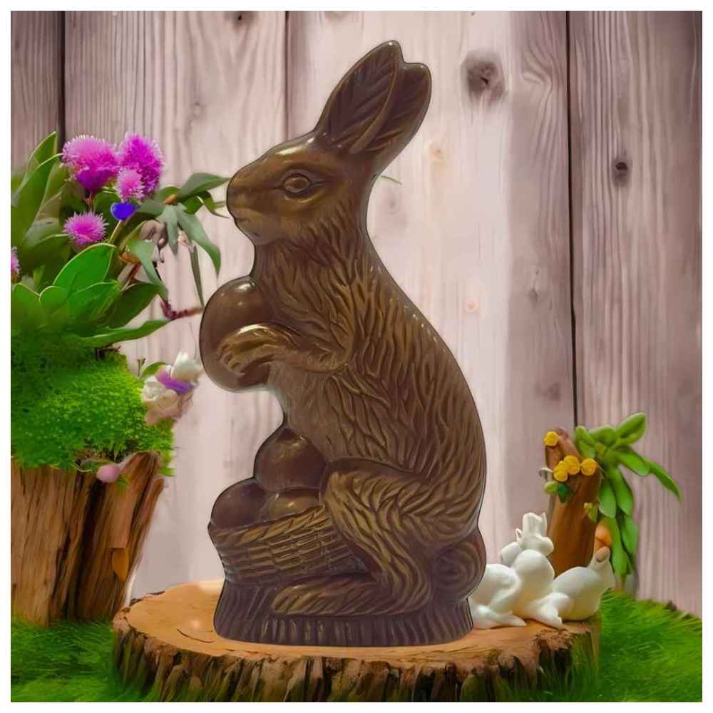 Kiam - Premium Chocolate Bunny With Egg Basket - 13cm