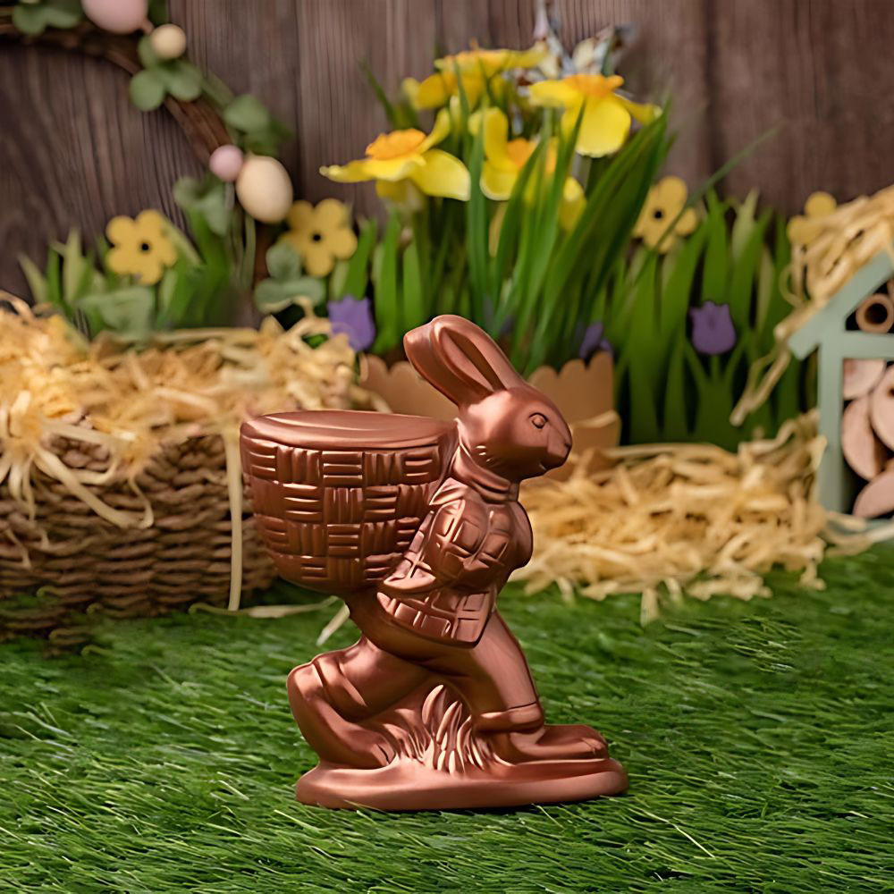 Kiam - Premium Chocolate Walking Rabbit With Basket - 14cm