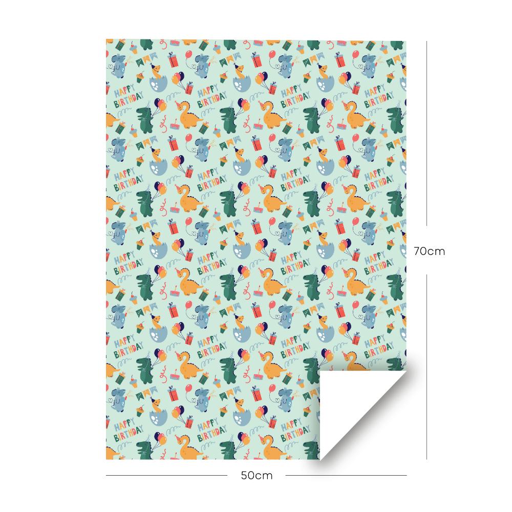 Share The Love - Gift Wrapping Paper Pack - DINO - GREEN