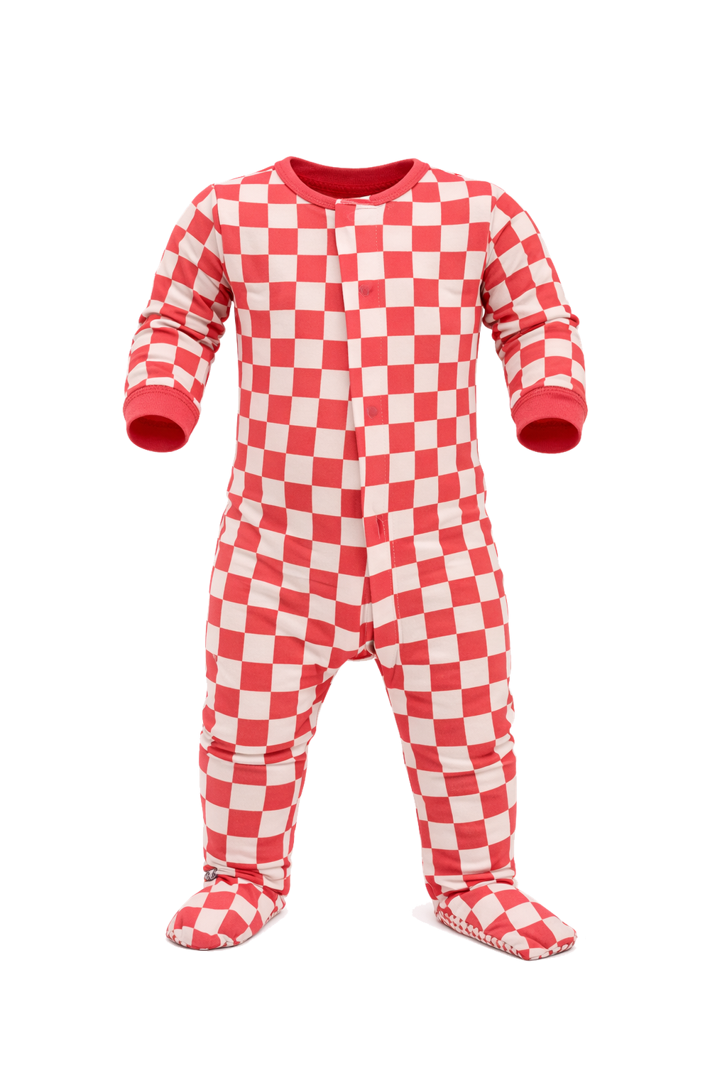 Bumbabae - Checker Magnetic Sleepsuit - Red