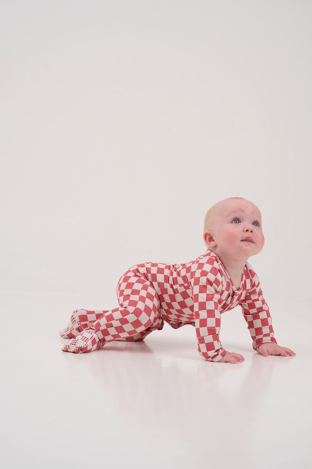 Bumbabae - Checker Magnetic Sleepsuit - Red
