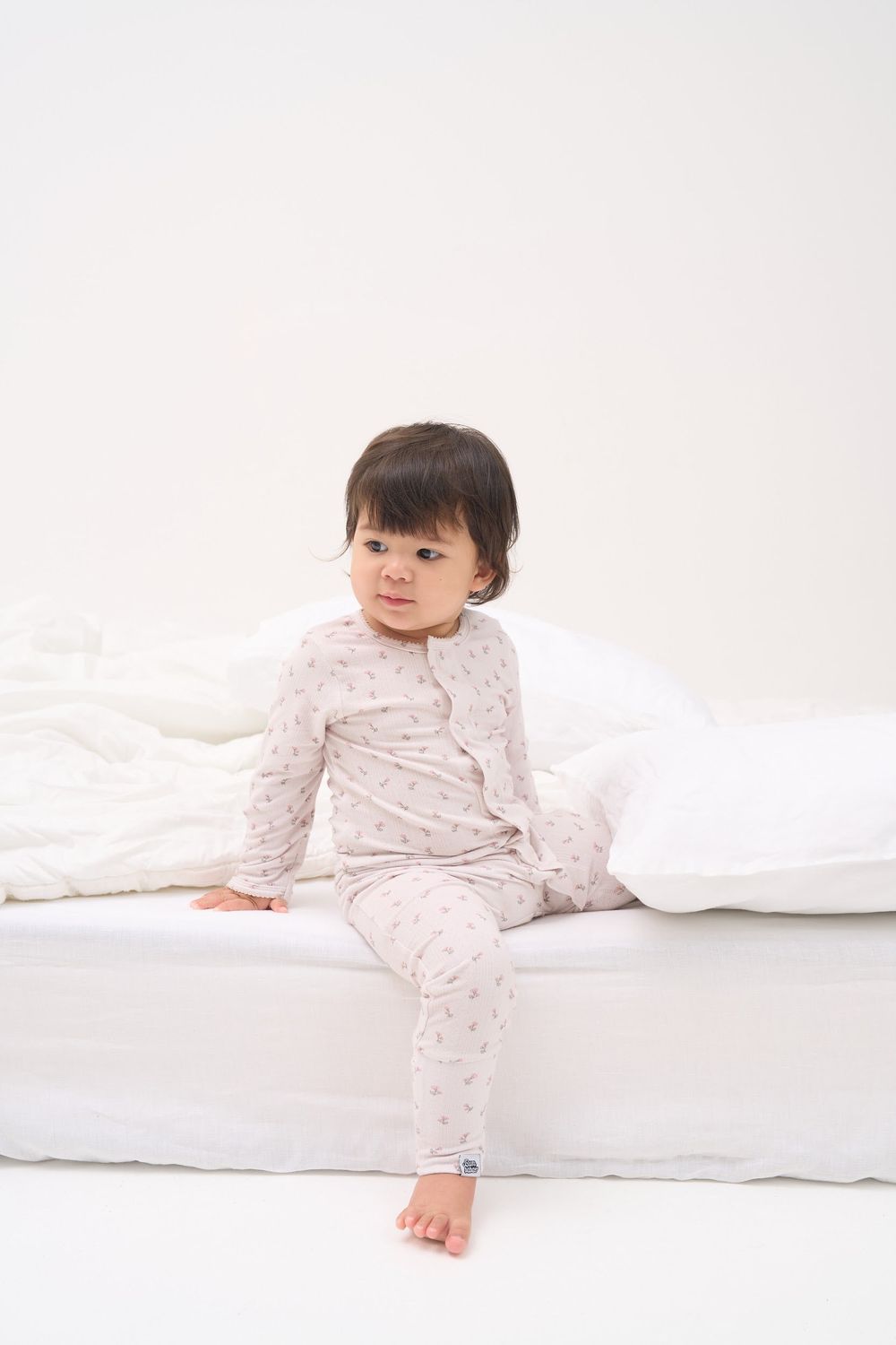 Bumbabae - Garden Spray Pointelle Magnetic Sleepsuit - Pink