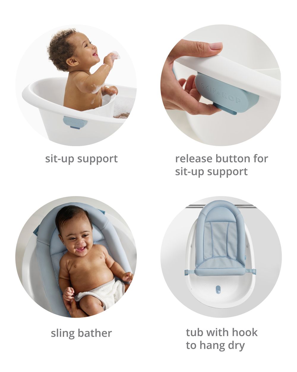 Skip Hop - Wave 4-in-1 Bath Tub + Wave Waterfall Rinser - White/Blue