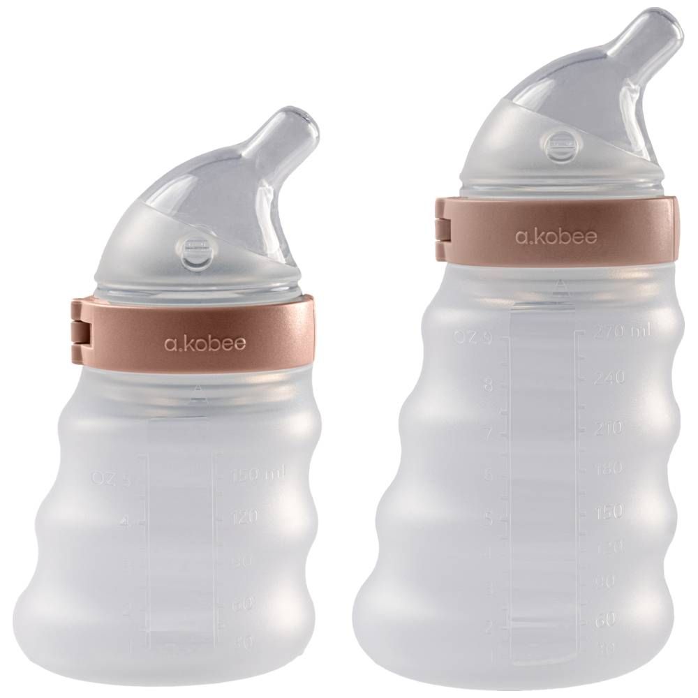 A.Kobee - 2pc-Set - Harmony Newborn & Slow Flow Feeding Bottles - 150 ml + 265 ml