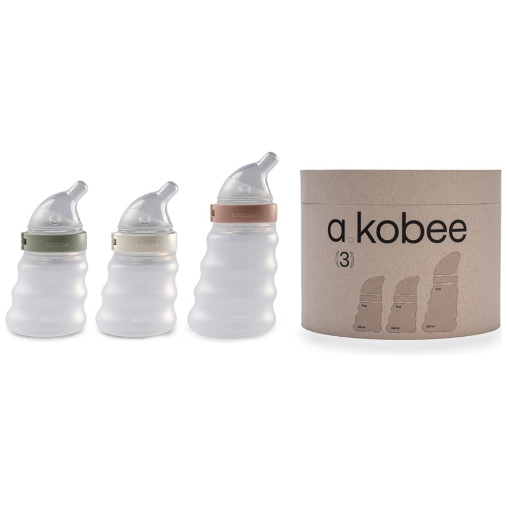 A.Kobee - 3pc-Set - Elite Newborn, Slow, & Medium Flow Feeding Bottles