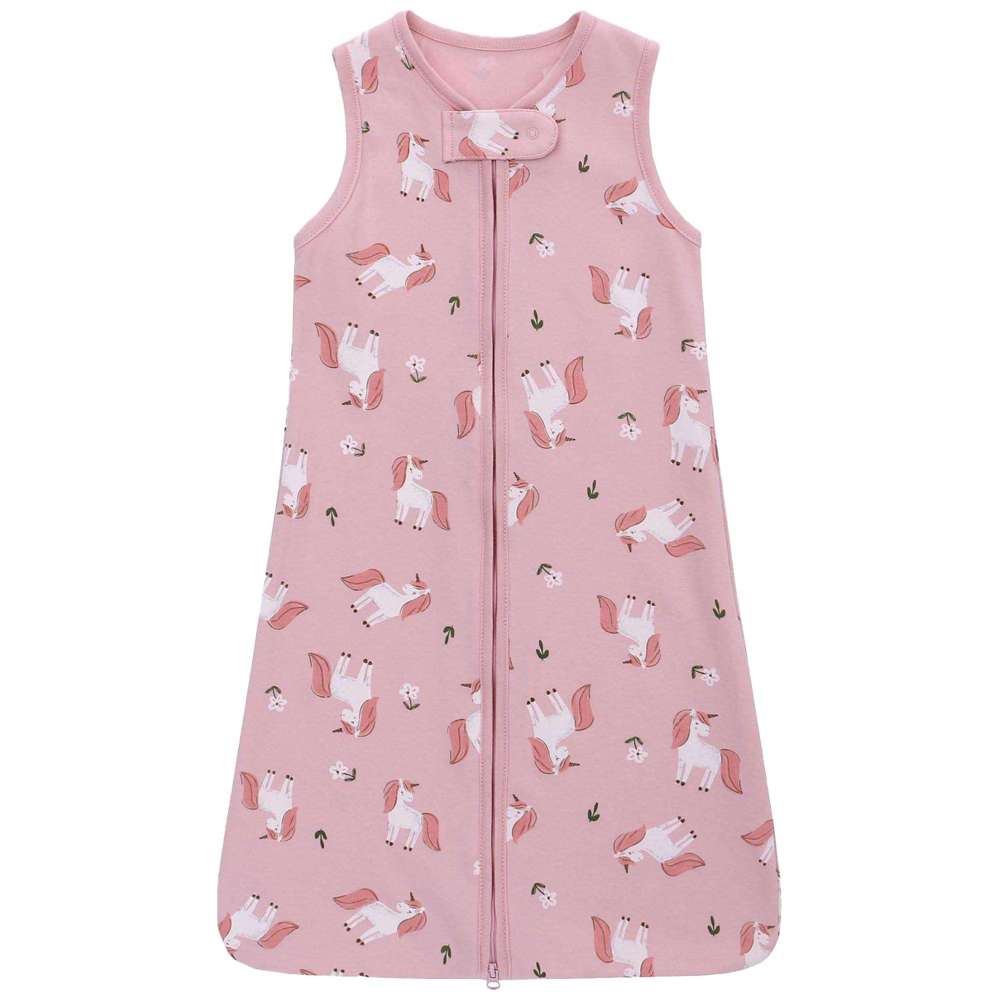 ميراكل بيبي - كيس نوم 100% قطن بدون أكمام بسحاب - وردي