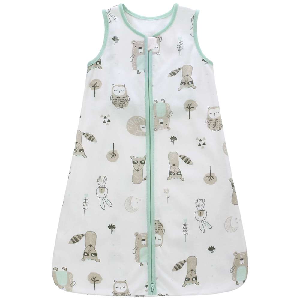 ميراكل بيبي - كيس نوم 100% قطن بدون أكمام بسحاب - أخضر