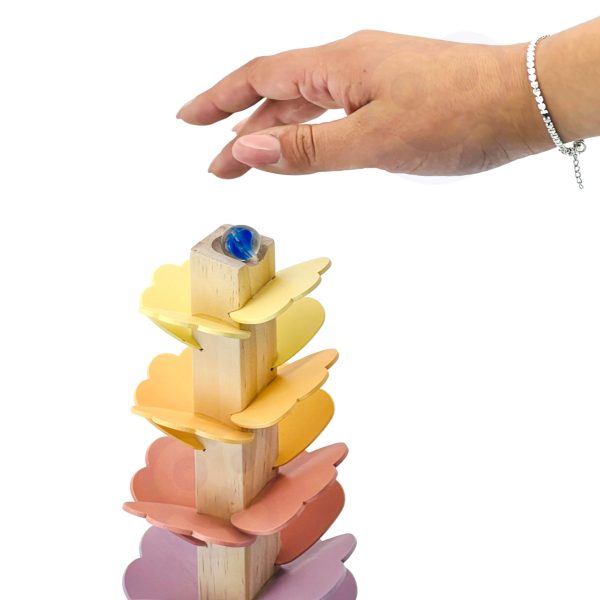 Tooky Toys Wooden Montessori Ball Track Game Set - Multicolor - 7 Pcs