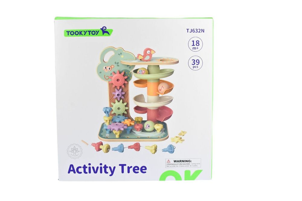 Tooky Toys Rolling And Stacking Activity Tree Playset - My Forest Friends - 39 Pcs
