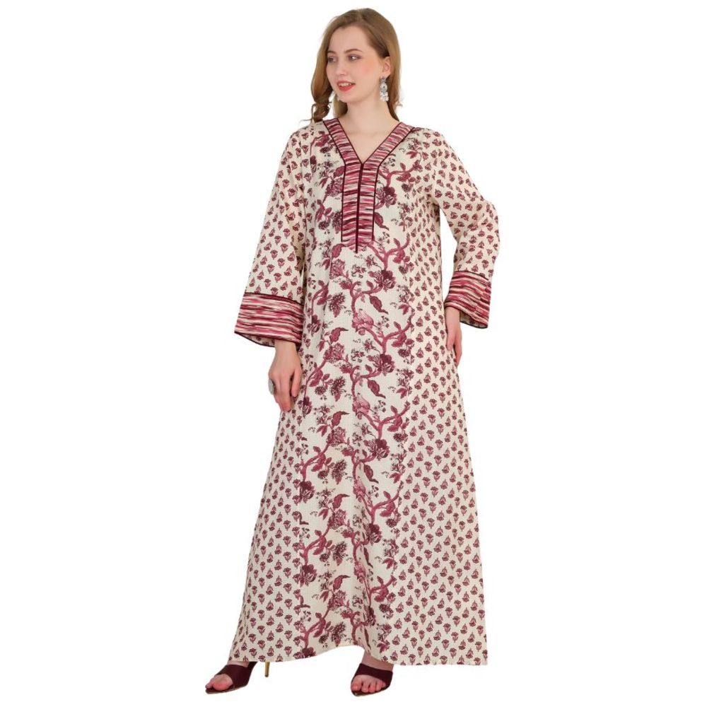 Artemea - Women's Soft Hand Block Printed Premium Cotton Jalabiya