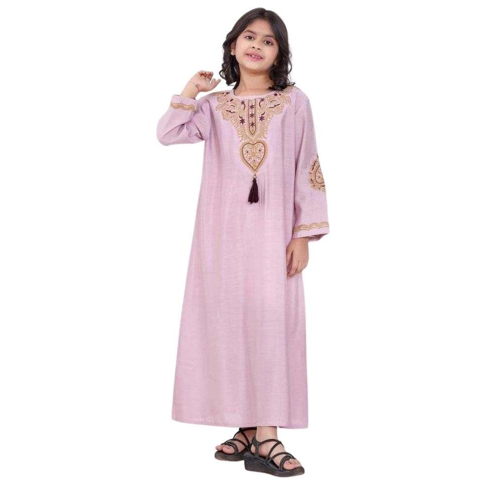 Artemea - Soft Premium Textured Fabric With Golden Thread Embroidered Jalabiya