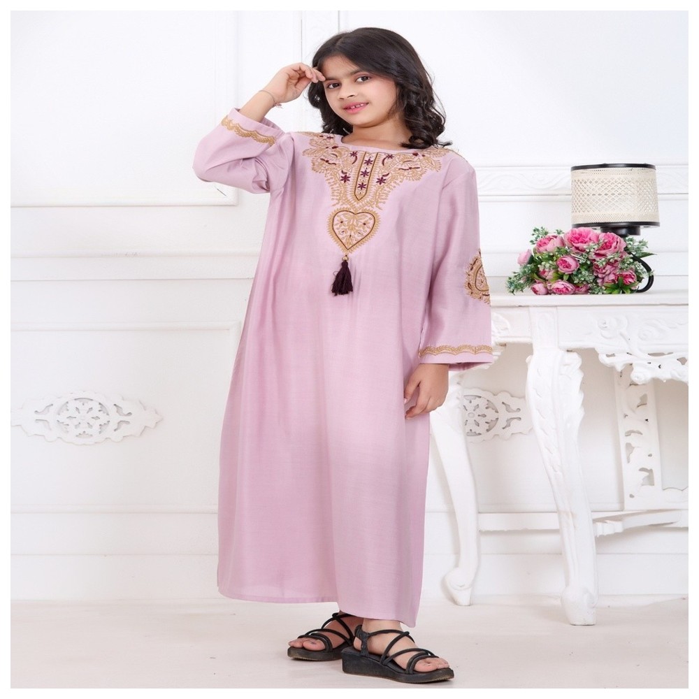 Artemea - Soft Premium Textured Fabric With Golden Thread Embroidered Jalabiya