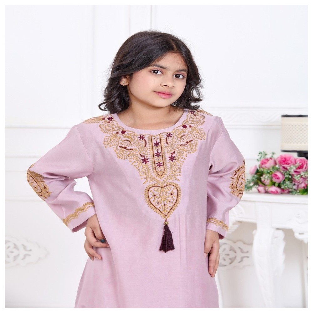 Artemea - Soft Premium Textured Fabric With Golden Thread Embroidered Jalabiya