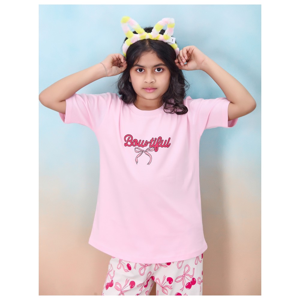 Artemea - 2pc-Set - Bow-Tiful Bow Print Girls Premium Pajama Set