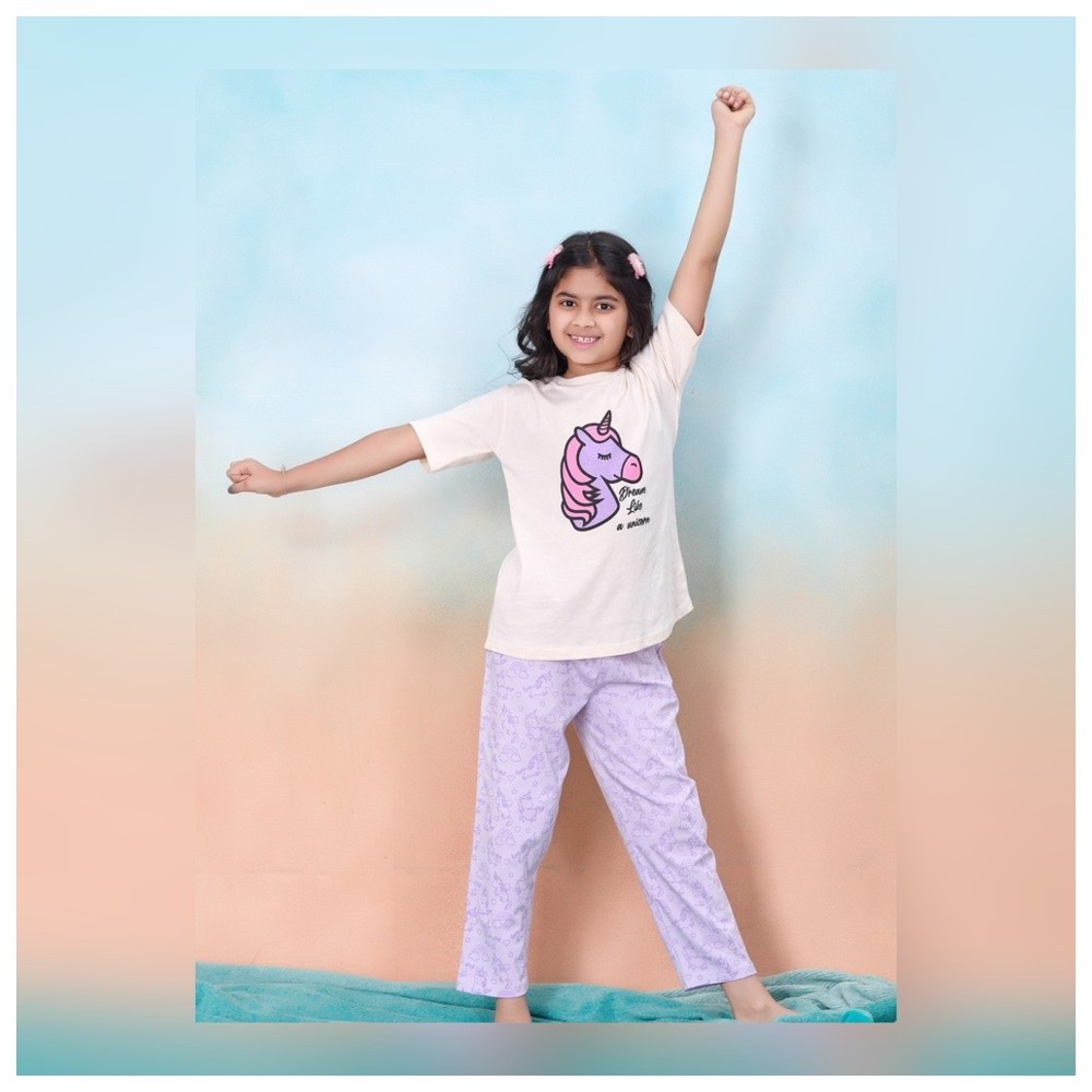 Artemea - 2pc-Set - Dream Like A Unicorn Print Girls Premium Pajama Set