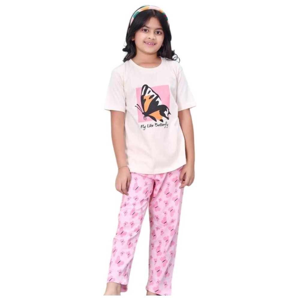Artemea - 2pc-Set - Fly Like Butterfly Print Girls Premium Pajama Set