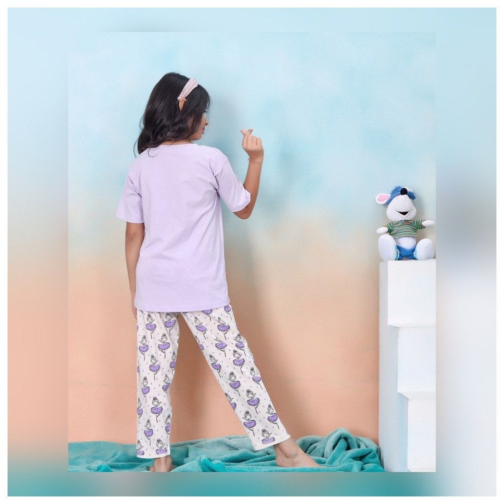 Artemea - 2pc-Set - Dancing Ballerina Print Girls Premium Pajama Set