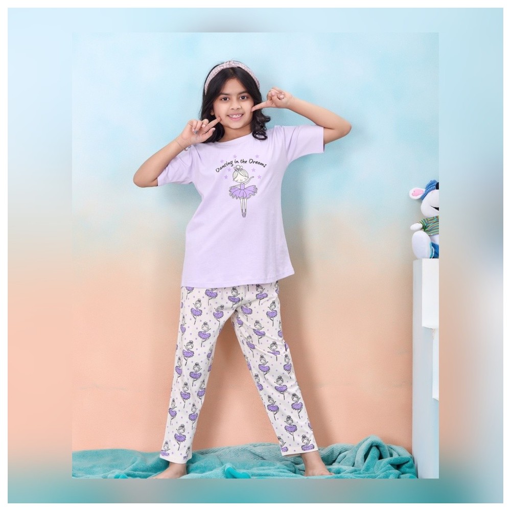 Artemea - 2pc-Set - Dancing Ballerina Print Girls Premium Pajama Set