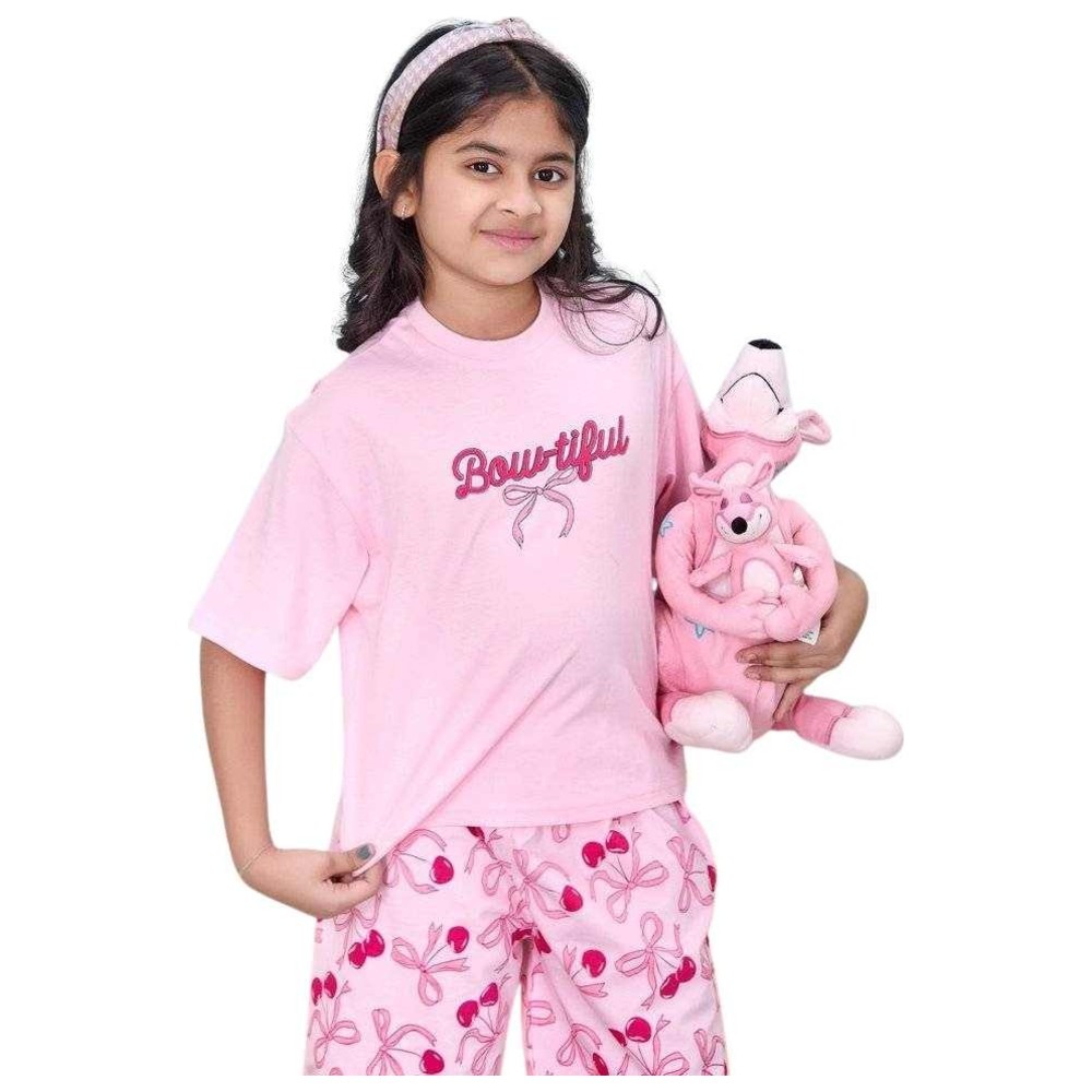 Artemea - 2pc-Set - Bow-Tiful Bow Print Girls Premium Top & Short Set