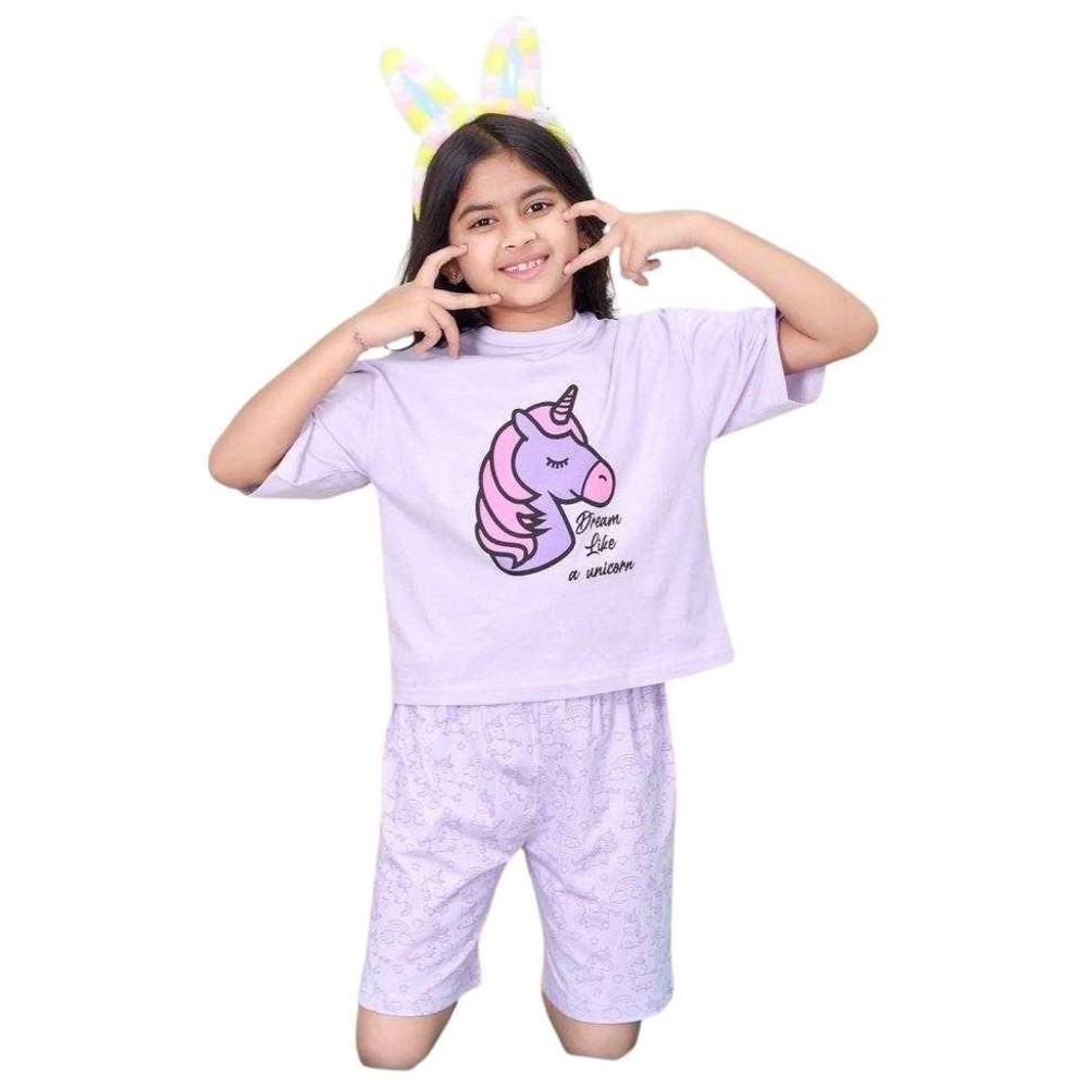 Artemea - 2pc-Set - Dream Like A Unicorn Print Girls Premium Top & Short Set