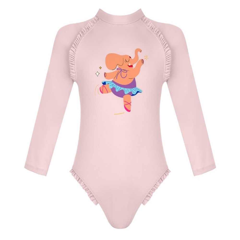 Daring Littles Elphy Collection - Girl's UPF 50+ Long Sleeves Swimsuit - Pink